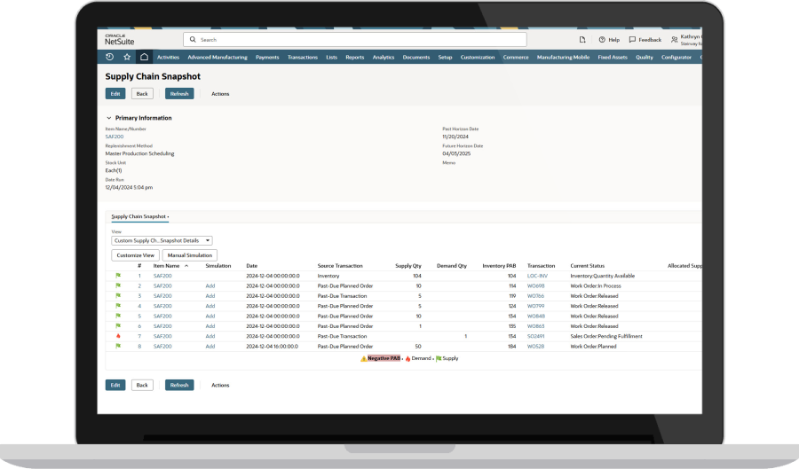 Replenishment dashboard